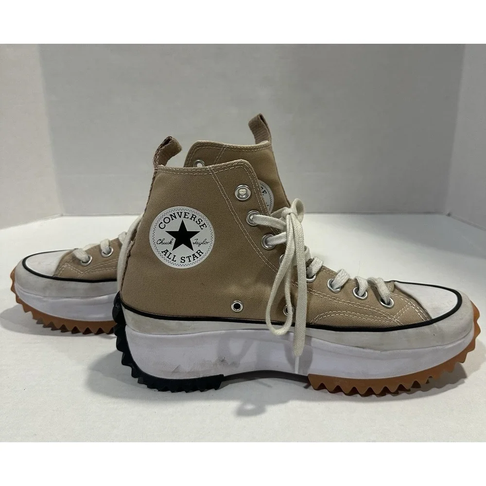 Converse Run Star Hike High Tops Chuck Taylor All Star Platform Shoes Tan 7.5